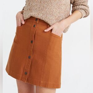 Madewell Button Front A-Line Pocket Mini Skirt Burnt Orange Plus Size Size 14